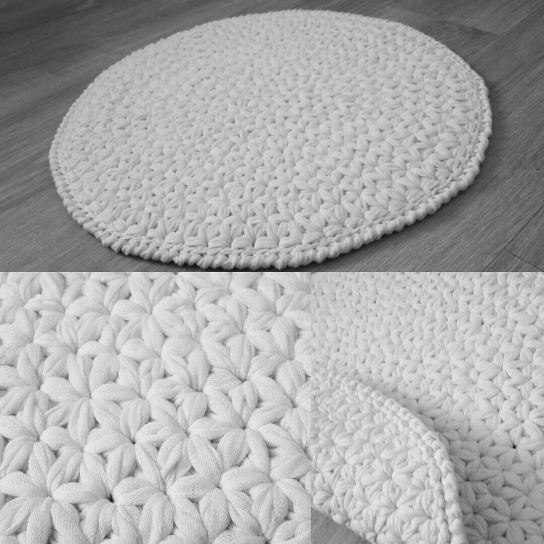 Tapis Rond Au Crochet Couleur et Diamètre Choix 100% Coton - Modèle Cassiopee