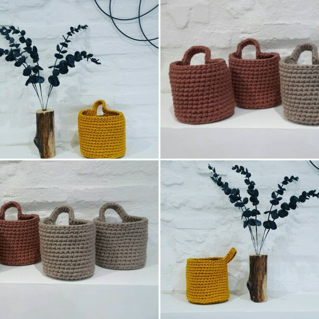 Pot à Suspendre Fait Main Crocheté 100% Coton Dimensions et Coloris Au Choix