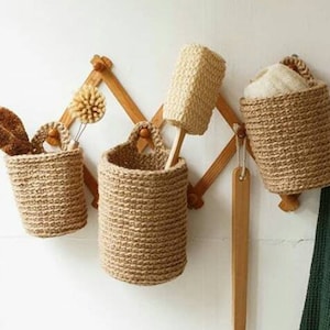 Handmade hanging pot crocheted with 100% Vegan ecological jute string