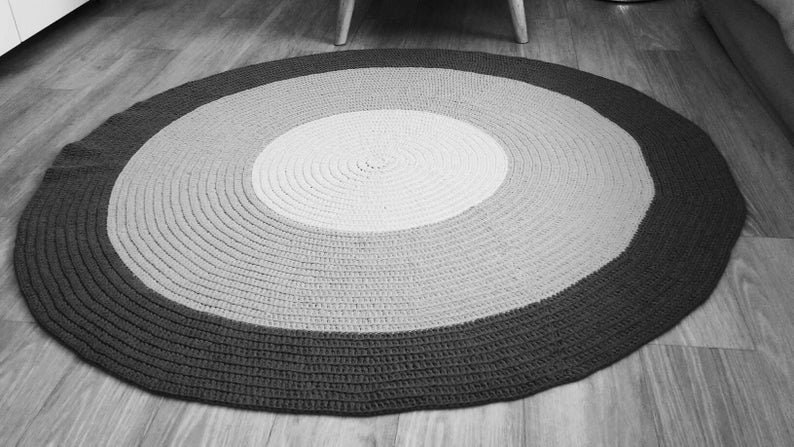 Tapis Rond Au Crochet Couleurs et Diametres Choix -Modèle Armelle 100% Coton