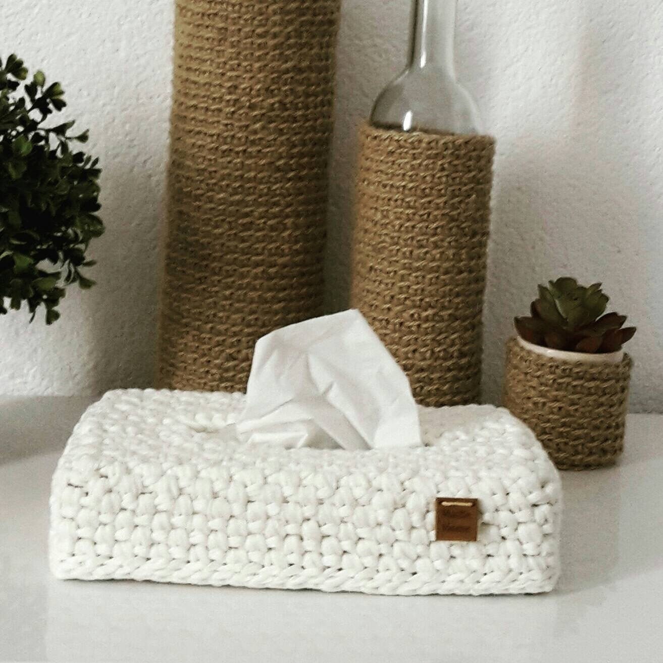 Housse Pour Boîte à Mouchoirs Au Crochet 100% Coton Couleurs Choix