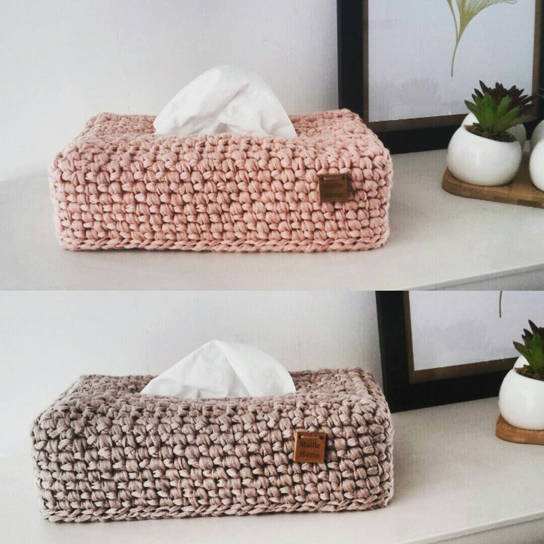 Housse Pour Boîte à Mouchoirs Au Crochet 100% Coton Couleurs Choix