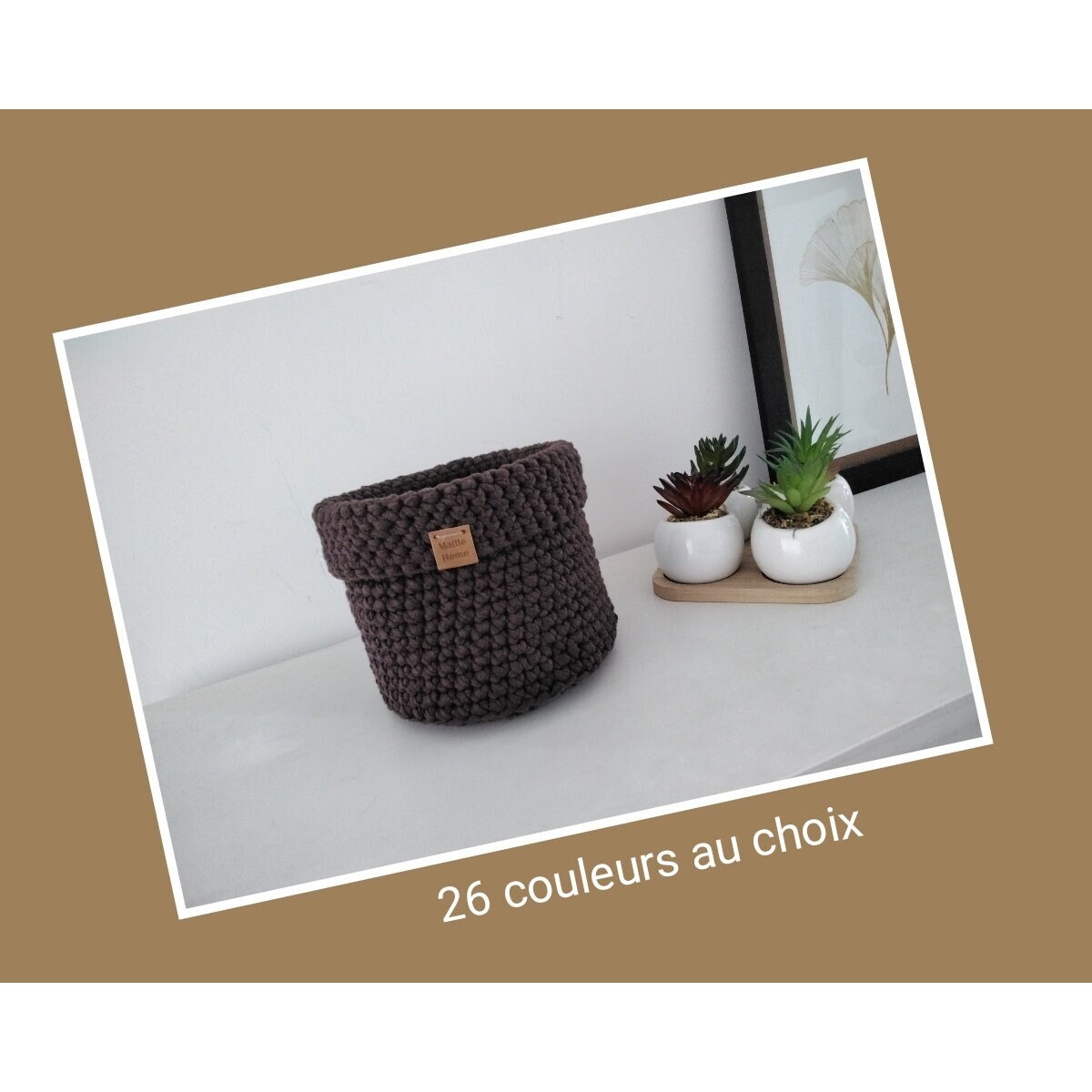 Corbeille Ronde à Revers Fait Main Crocheté 100% Coton Dimensions et Coloris Au Choix