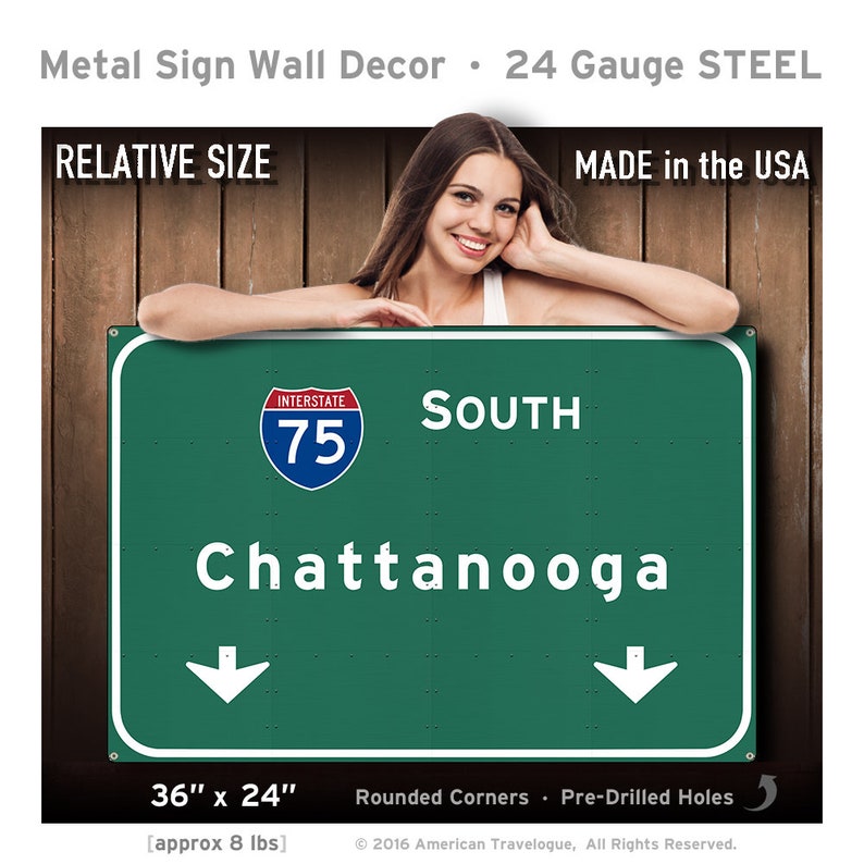 Metal Wall Decor Chattanooga Highway Sign Tennessee TN Etsy