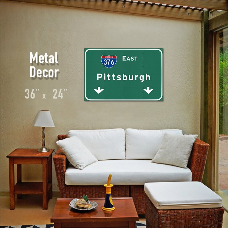 Metal Wall Decor Pittsburgh Highway Sign Pennsylvania PA Etsy