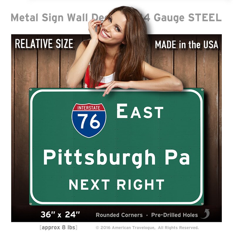 Metal Wall Decor Pittsburgh Highway Sign Pennsylvania PA Etsy