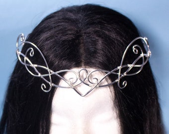 Railan fantasy elven tiara, bridal wedding festival silver crown for costumes, photo shoot prop and larp