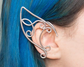 Gaerys earcuff, Elven earrings in silver wire thread, Costumes, themed weddings, Queen of the elves, Fantasy earrings, Gift for her