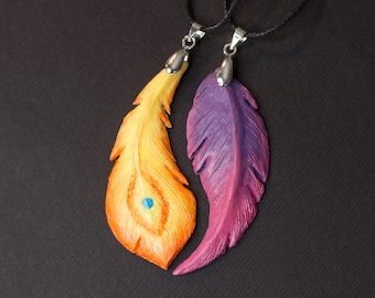 Xayah and Rakan necklaces from League of Legends LOL with feathers, love and friendship gift