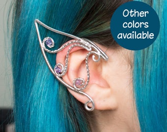 Handir ear cuff elfic silver stainless steel earrings with gemstones