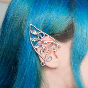 Rhys ear cuff elfic silver stainless steel earrings with gemstones