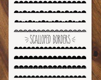 Scalloped Border SVG - 192 Border 24 Colors - Boreder Clip art - Sticker planner - Scrapbook - Multi Formats: Png, Svg, Dfx, Eps, Pdf Files