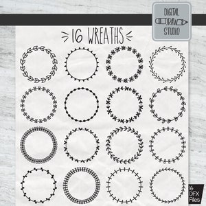12 Wreaths Clip Art Cornici Disegnate A Mano Floral Etsy