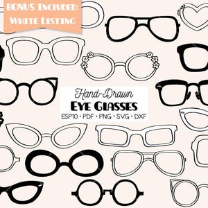Gafas Clip art / Marcos retro dibujados a mano, gafas (png, svg, eps, pdf, dxf)
