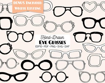Gafas Clip art / Marcos retro dibujados a mano, gafas (png, svg, eps, pdf, dxf)