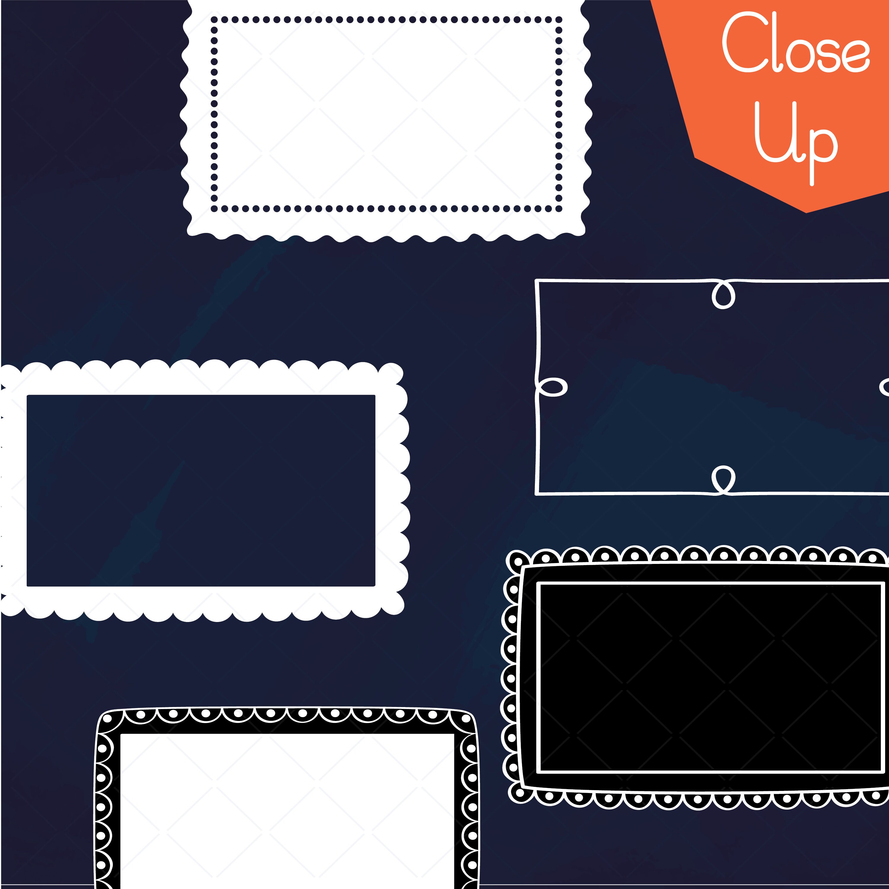 White Rectangular Frame Hand Drawn Lines Border | Etsy