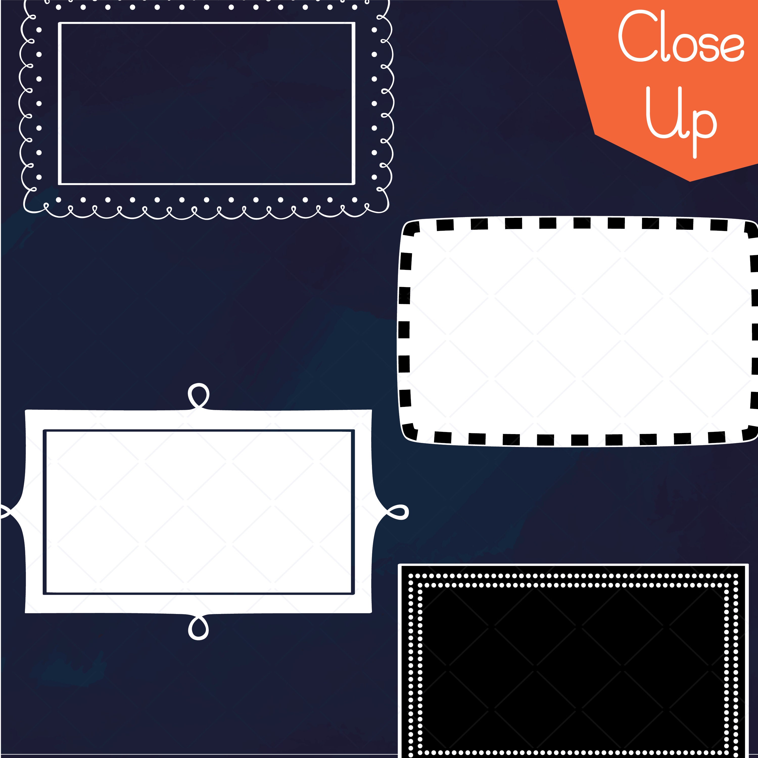White Rectangular Frame Hand Drawn Lines Border | Etsy