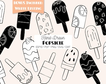 Popsicle Hand Drawn Clip Art, Chocolate Ice Cream (Png, Eps, Pdf, Svg, Dxf)