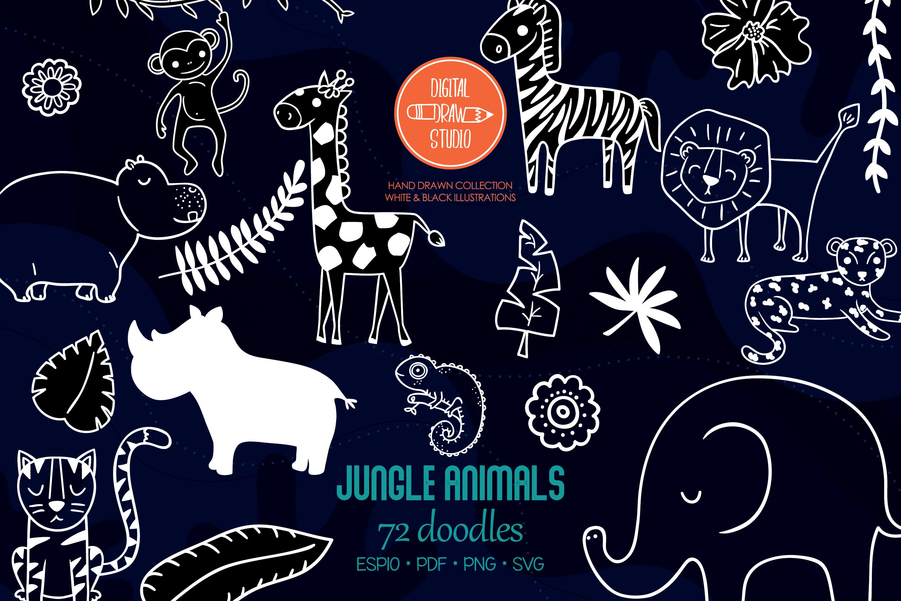 Wild Animals Outline - Etsy Australia Wild Animals Outline - Etsy Australia