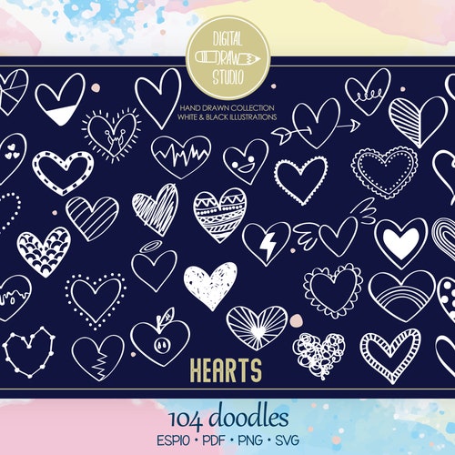 Pink Hearts Watercolor Clipart 11 Hand Painted PNG Watercolor | Etsy