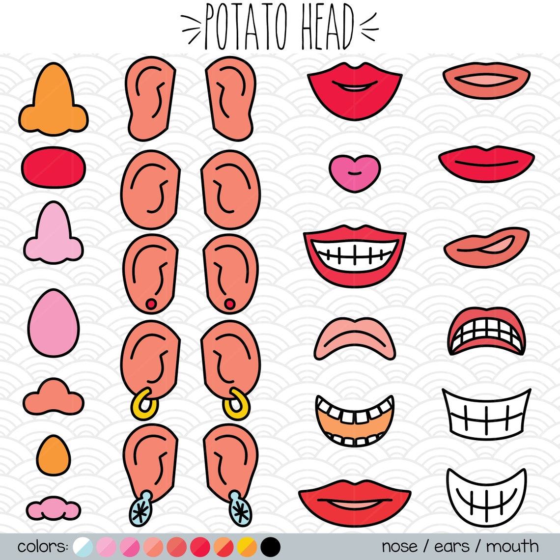 Hand Drawn Colored Potato Head Mr. & Mrs. Paper Doll Outline Etsy
