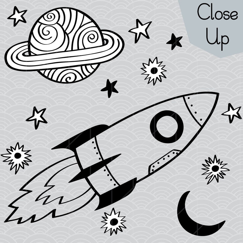 70 Outer Space Clip Art Hand Drawn Planets Doodles | Etsy
