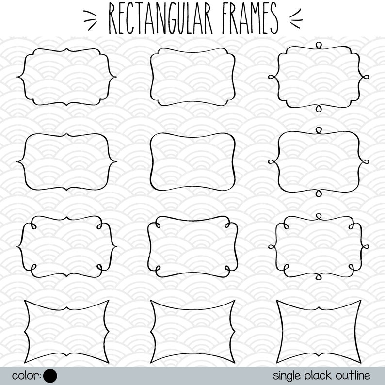 Download 48 Rectangle Frames Clip Art Hand Drawn Border Outline | Etsy