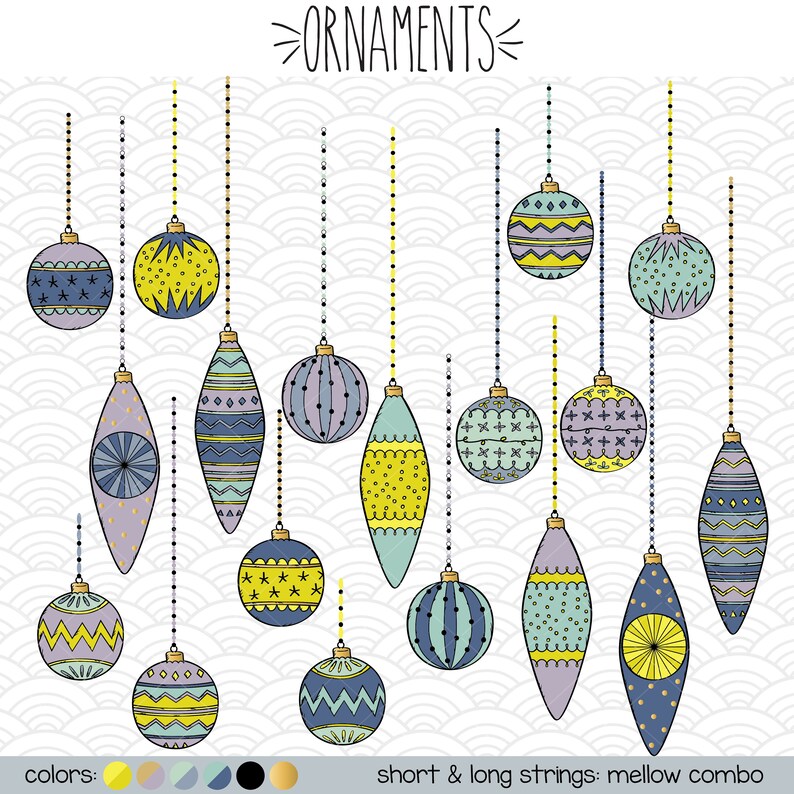 Download Art Collectibles Clip Art Retro Christmas Tree Balls Drawing Decorative Holiday Vector Bundle Png Eps Pdf Svg Dxf Colored Hand Drawn Ornaments Clip Art
