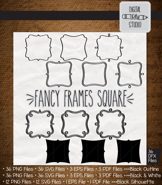 84 Square Frame Clip Art Hand Drawn Border Outline Stickers Etsy