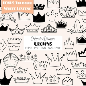 Illustraties kroon | Prinses tiara, koningskroon (png, svg, eps, pdf, dxf)