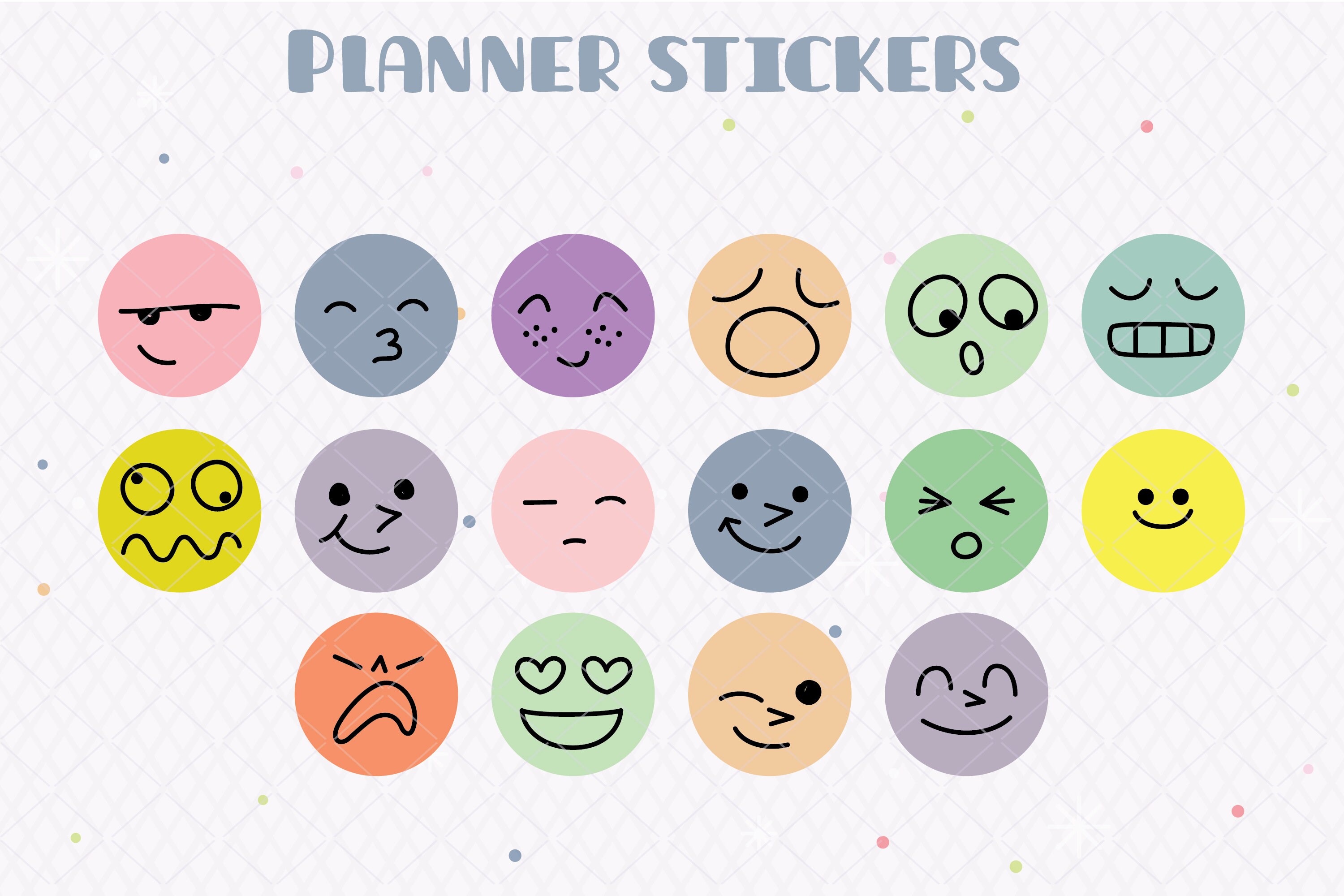 Planner Stickers Emotions DIY Digital &amp; Printable Kawaii - Etsy