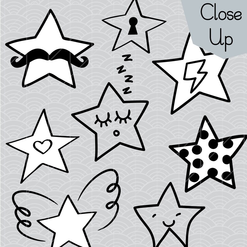101 Star Doodles Clip Art Hand Drawn Stars Vector Graphics | Etsy