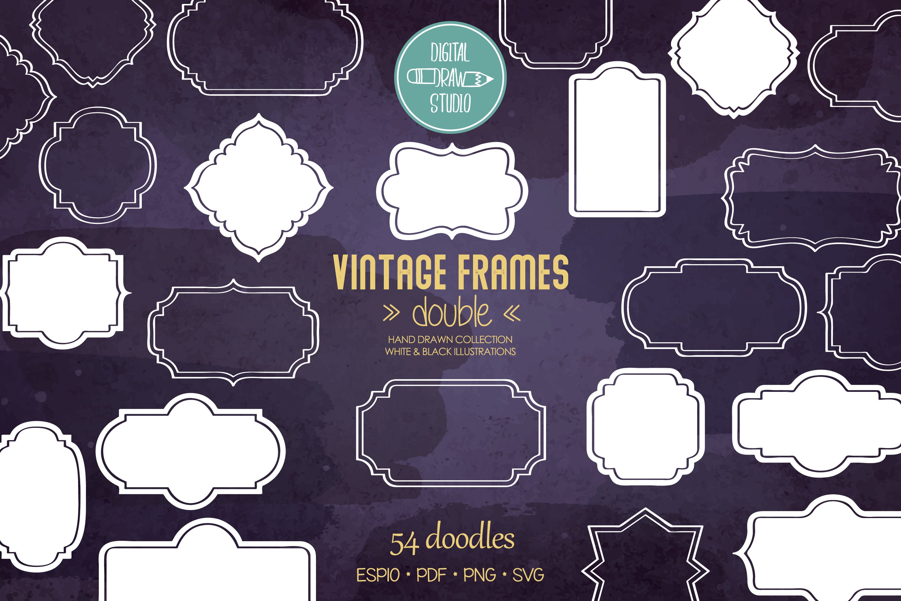Chalk labels with hand drawn borders, 16 PNG HR files ready to use + EPS  Vector