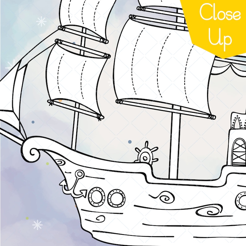 Sail Boat Hand Drawn Pirate Ship Clip Art Old Ship White Outline Drawing Png Svg Eps Pdf Dxf image 9