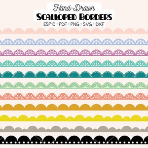 Hand-Drawn Scalloped Borders: Lace Trim Graphics (eps, svg, png, pdf, dxf)