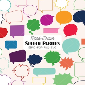Clipart de burbujas de diálogo coloridas: contornos de cómic (PNG, SVG, PDF, EPS)