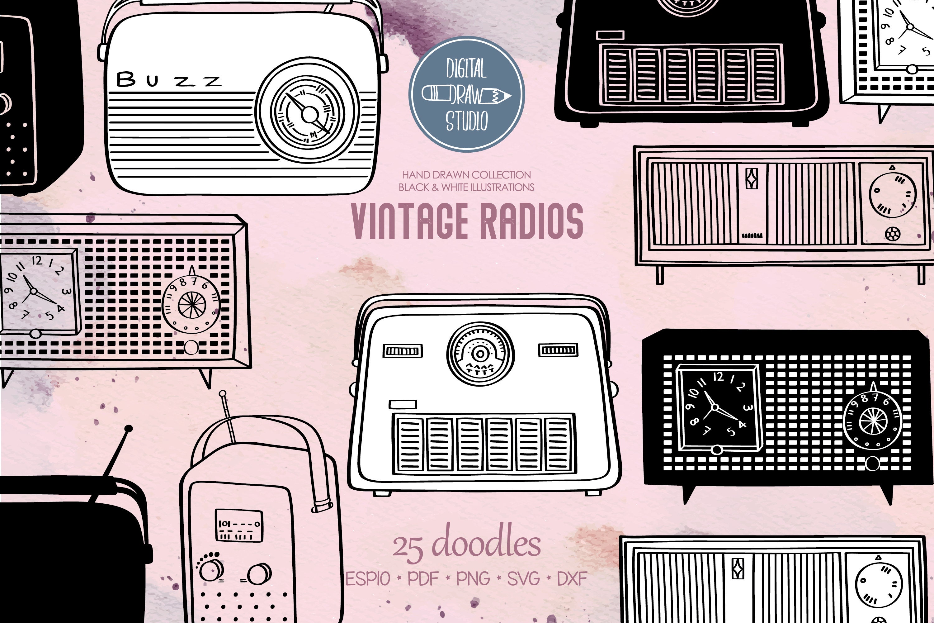 Set of Retro Radios. Vintage Radio Collection Stock Vector