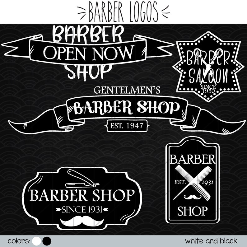 15 Colored Barber Logos Clip Art Hand Drawn Retro Barber Etsy