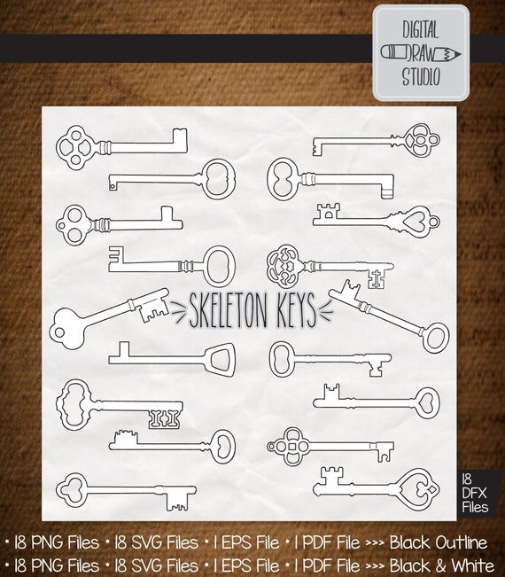 18 Key Clip Art Hand Drawn Victorian Keys Vector Doodles Etsy