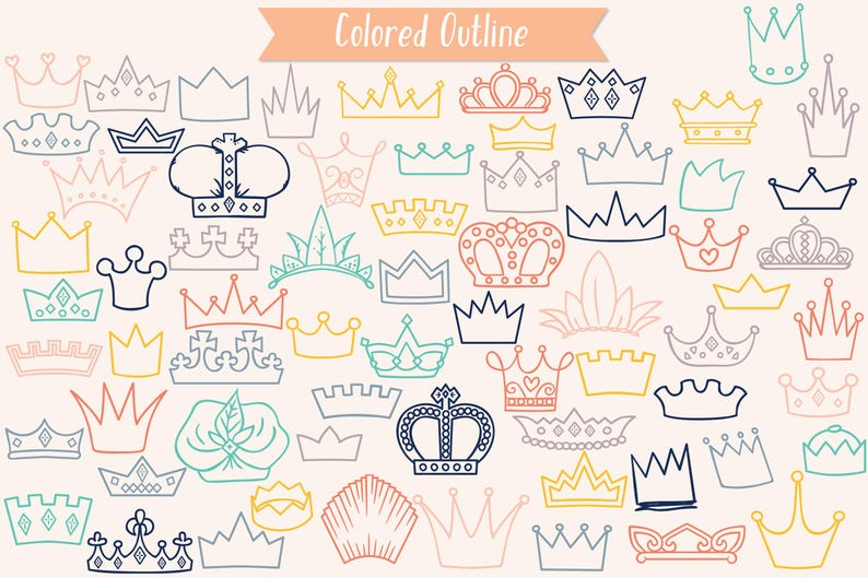 Crown Colored Clip Art | Princess Tiara, King Crown (png, Svg, Eps, Pdf ...