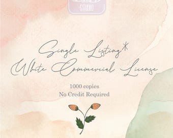 Licencia comercial blanca / SOLO para gráficos / No se requiere crédito / Pequeñas empresas / Menos de 1000 copias