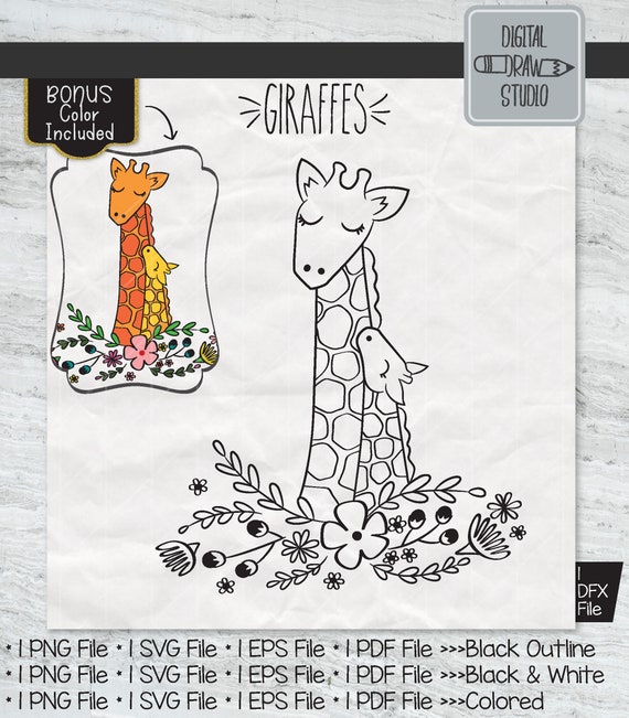 Download Giraffes Mom Baby Clipart Cute Hand Drawn Savanna Animal Etsy
