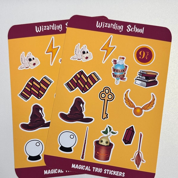 Magic Sticker Sheet for Kids, Wizarding World Stickers for Book Lovers, Golden Snitch Sticker for Helmet, Felix Felicis Sticker for Water