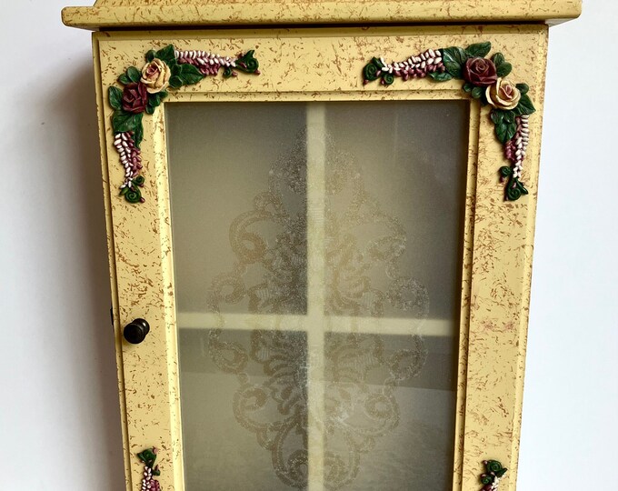 Small Wall Cupboard Victorian Style With Flower Resin Appliqué Etsy
