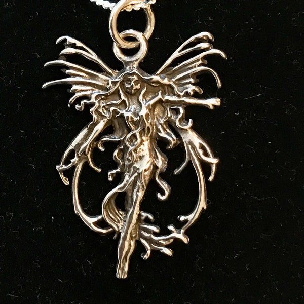 Amy Brown Fairy %100 Sterling Silver Pendant; with Free 16" Silver Chain