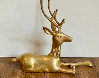 Brass Deer Figurine, Solid Brass Buck