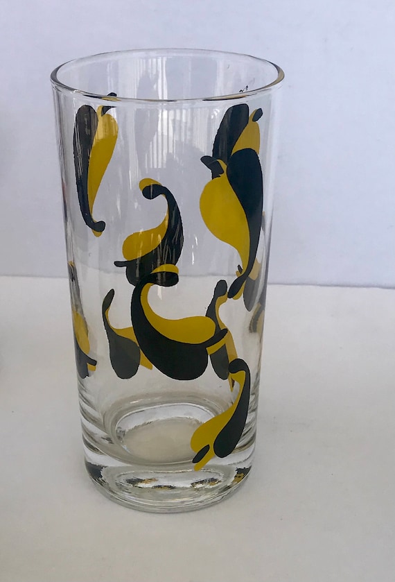 Art Deco Set of 8 Drinking Glasses Mid Century Modern Tall Water/juice  Glasses 
