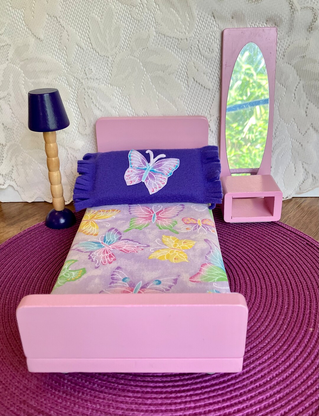 Barbie Bedroom Set With Double Bed Pink With Buttefly Decor Etsy