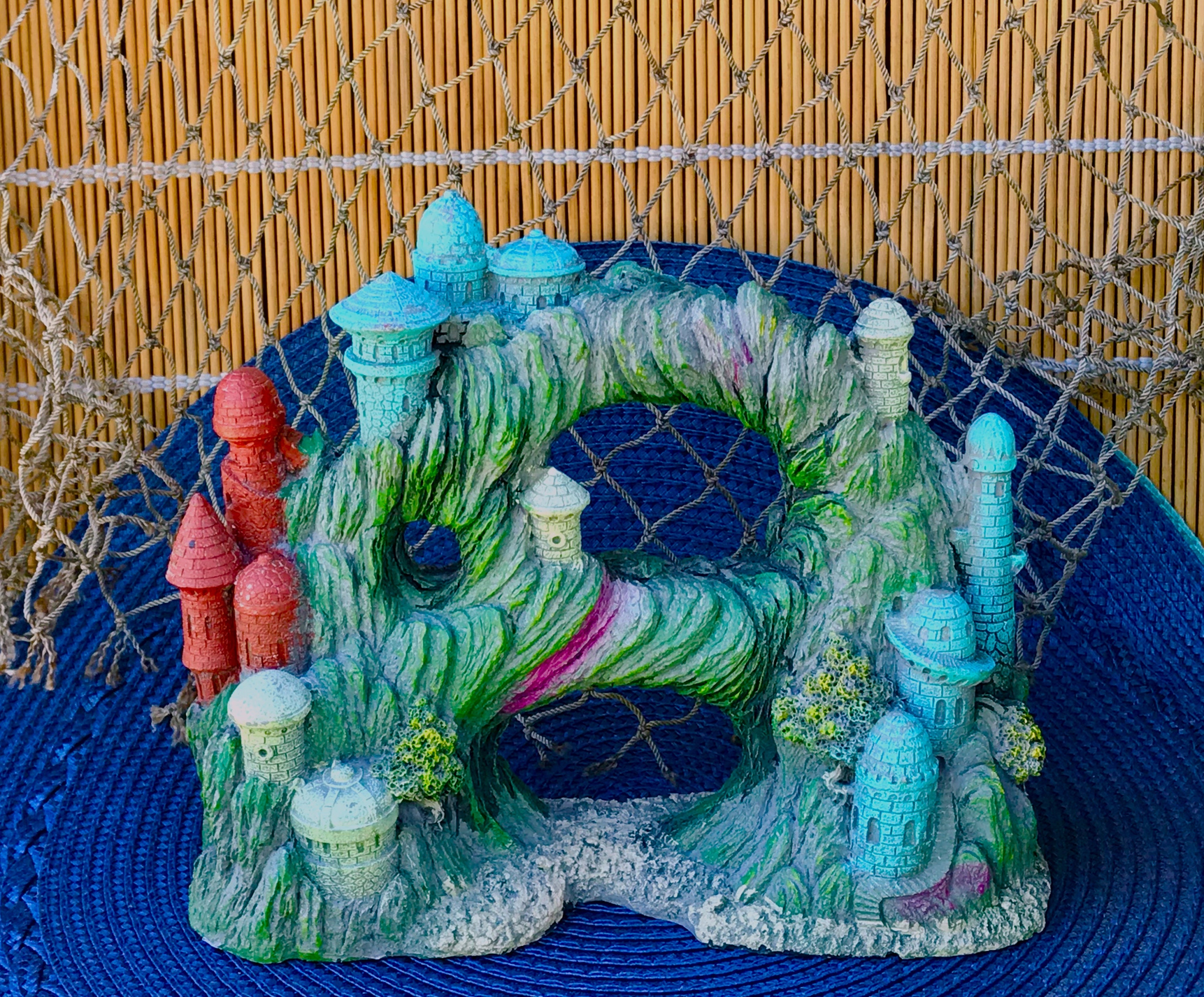 Large Aquarium Mermaid Castle Vintage Fish Tank Castle Etsy