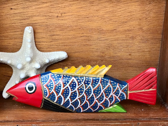 Indonesian Mini Fish Handcarved & Handpainted Wood 